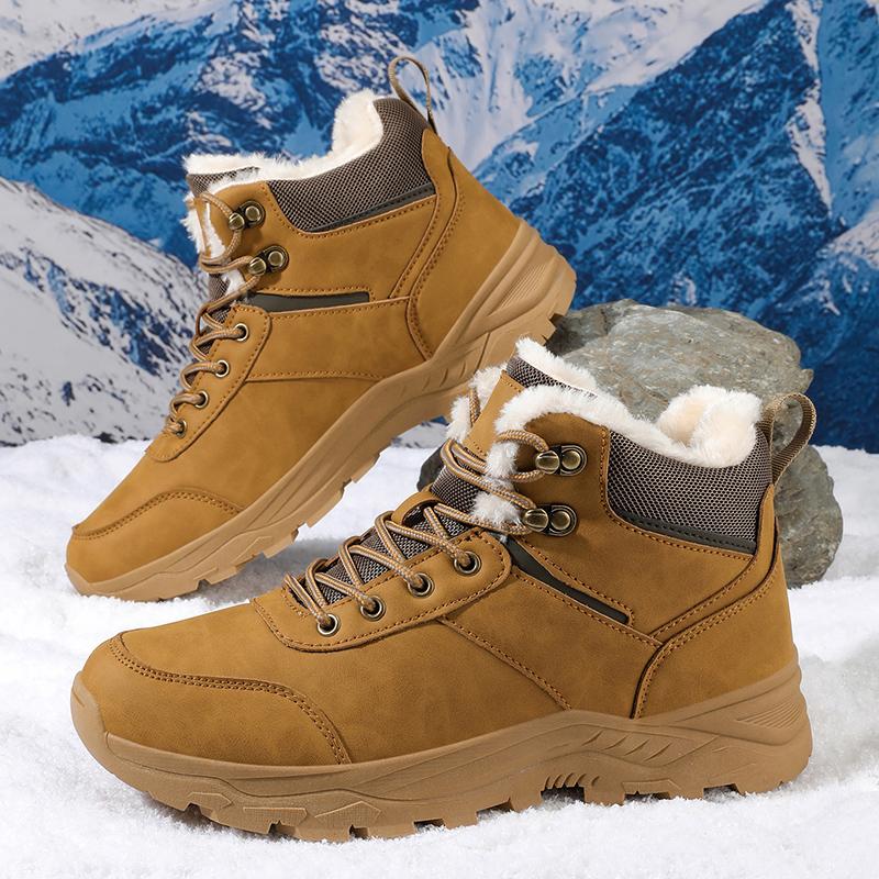 Botas masculinas 2025 Novos chinelos de inverno Sapatos masculinos quentes Impermeáveis Tênis de pelúcia antiderrapantes Tênis masculinos Botas Tênis masculinos Inverno
