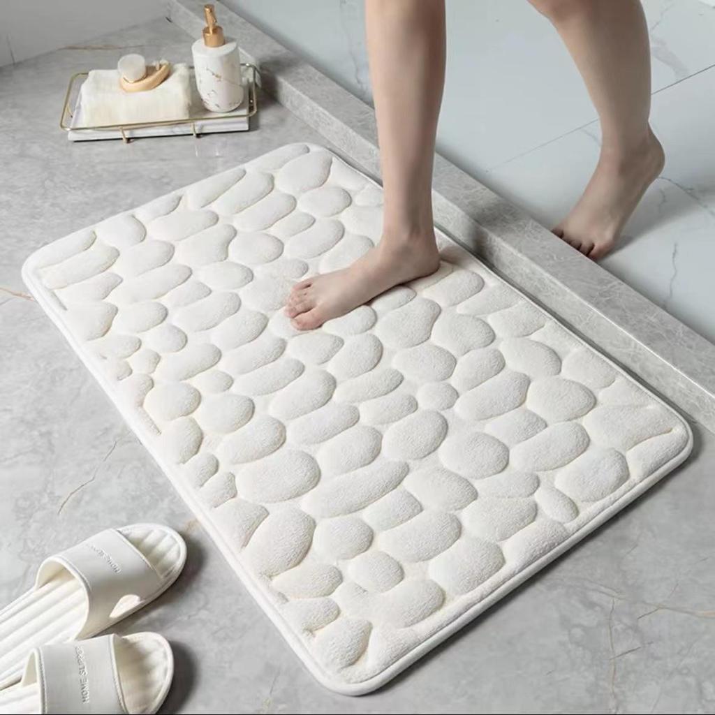 Rutschfeste Badematte mit PVC-Rücken - Maschinenwaschbar, Flache Polyester-Badematte, Niedriger Flor, Gewebter Stoff Rechteckiger Badezimmerteppich, Hochsaugfähig