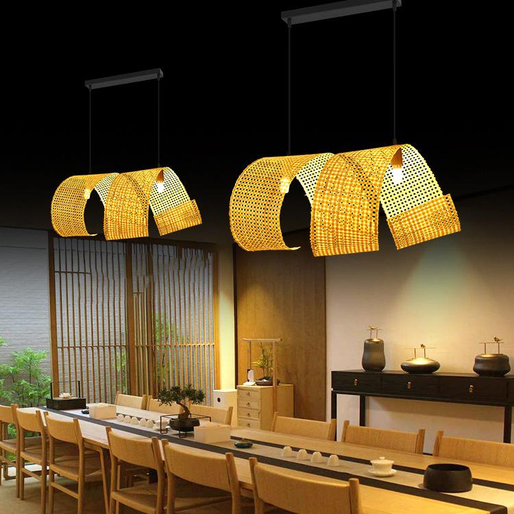 Bamboo Weaving Chandelier: Japanese Bar & Zen Tea Room Decor