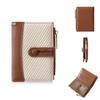 Korean Style Women's Short Wallet with Color Block, Multiple Card Slots, Money Clip, Zipper Coin Purse
