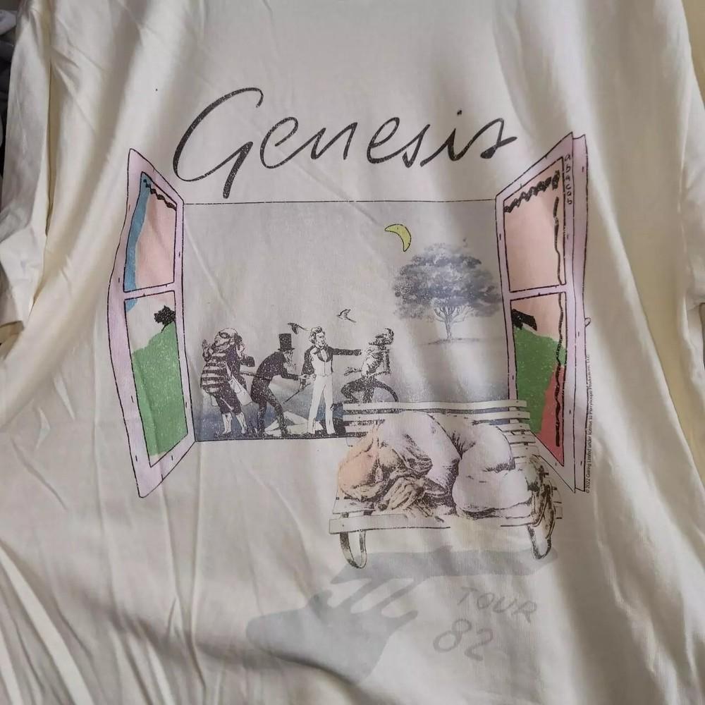 Genesis Band Abacab Tour 82  White Short Sleeve Unisex T shirt Reprint S-5XL Unisex T-Shirt XXL