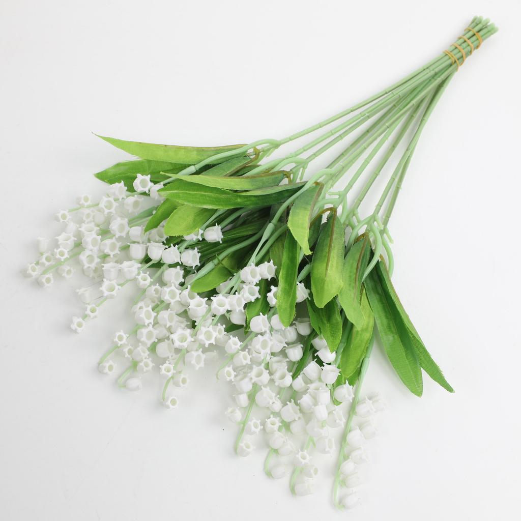 10pcs/set Simulation Green Plants Lily Valley Bride Hold Bouquet Home Decoration FIower Supplies High-End Wedding Prop Wholesale