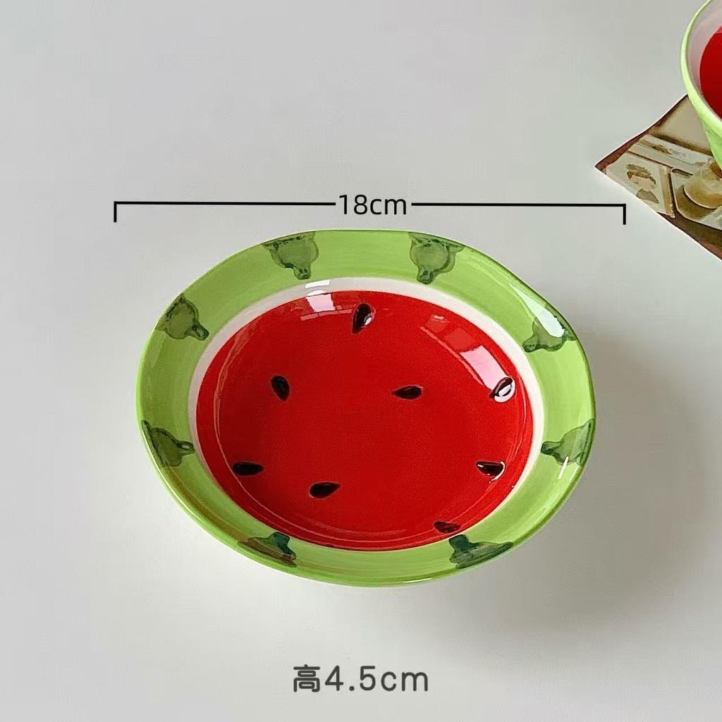 Watermelon Ceramic Relief Fruit Shaped Plate Cake Inventory Heart Plate Breakfast Cup Large Capacity Cup Rice Bowl