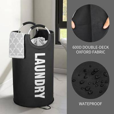 90L Tvättkorg Oxfordtyg Tvättväska med Mjuk Kuddehandtag Stor Hopfällbar Smutsig Klädkorg för Badrum Sovsal