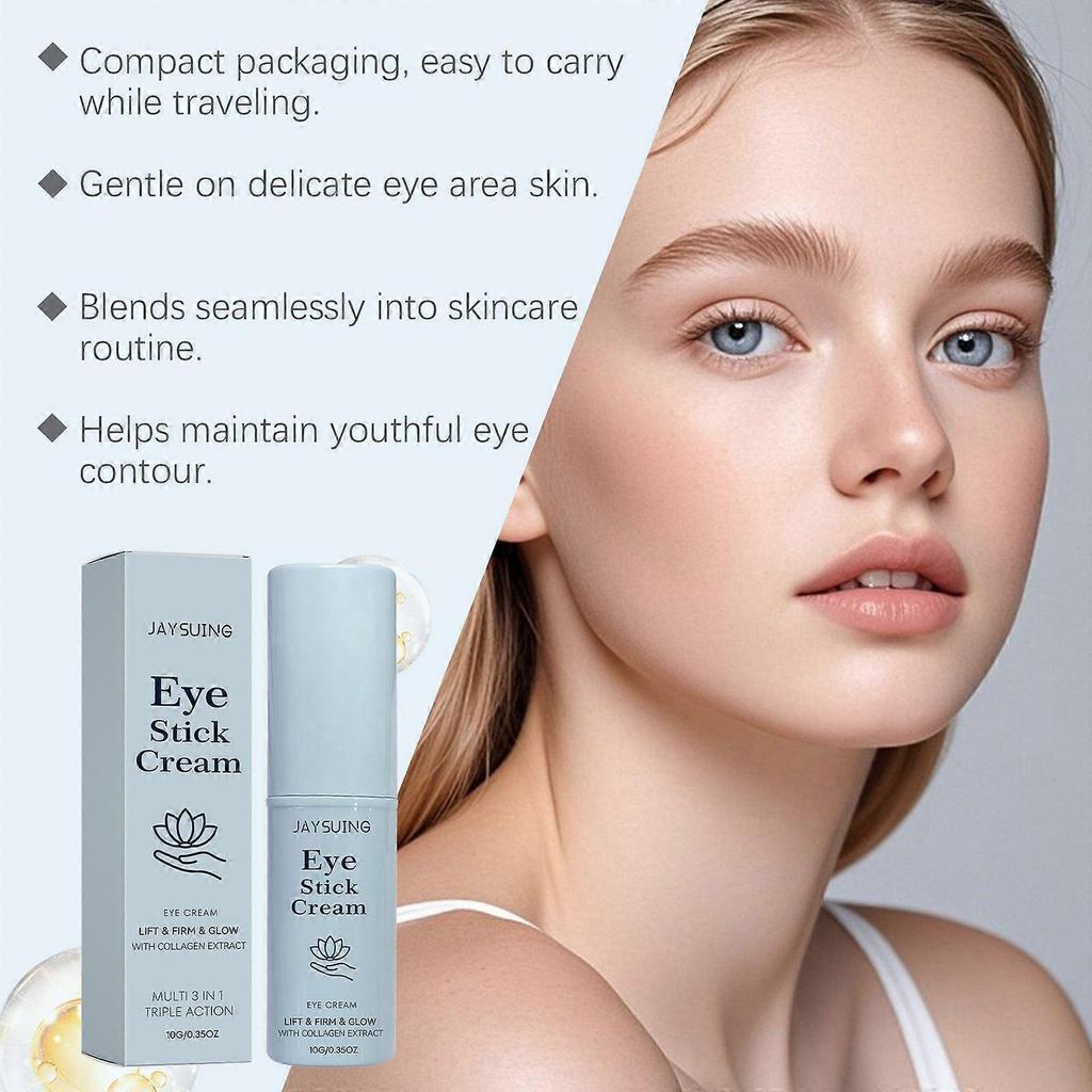 Augenstift-Creme, 3-in-1 Lift Straff & Glow Balsam mit Kollagenextrakt, Zielt auf Augenringe, Schwellungen & feine Linien, Erfrischende Augenpflege, 10g/0.35