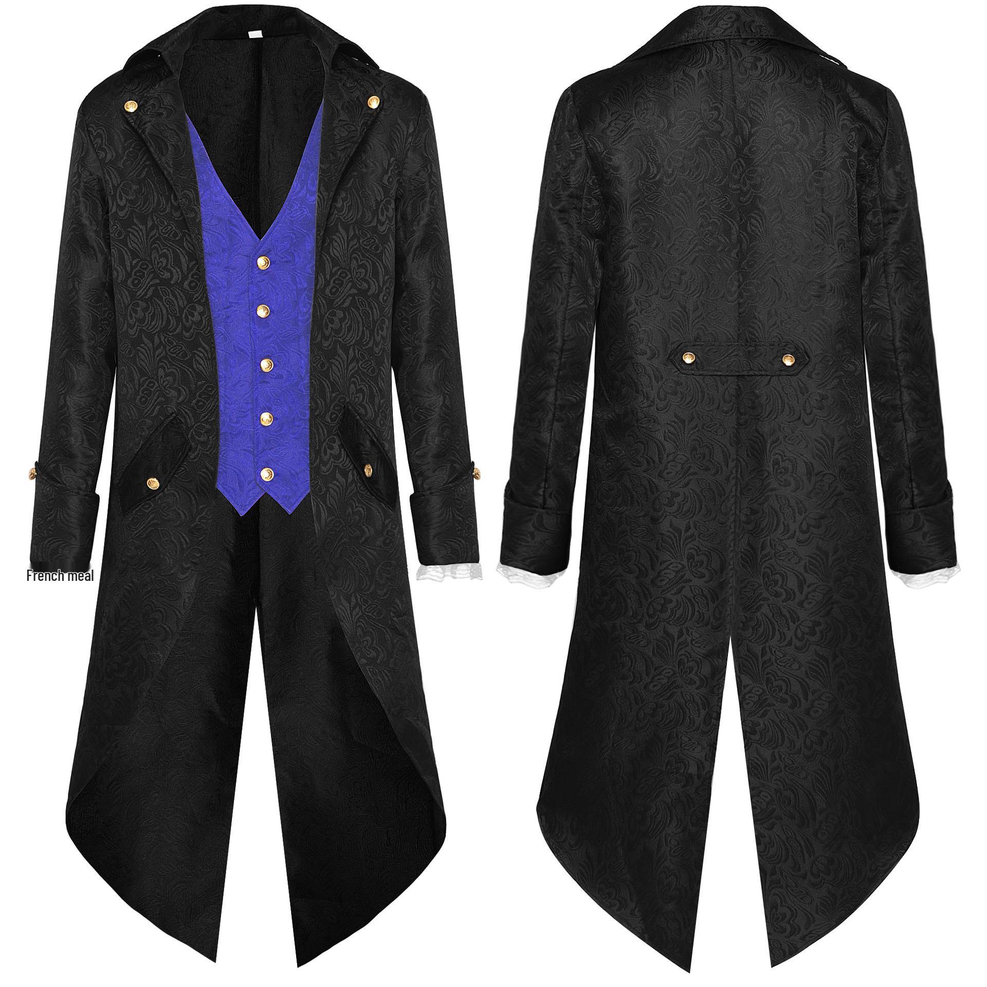 

Men s 2024 Medieval Swallowtail Coat and Jacket for Carnival Performance S синій