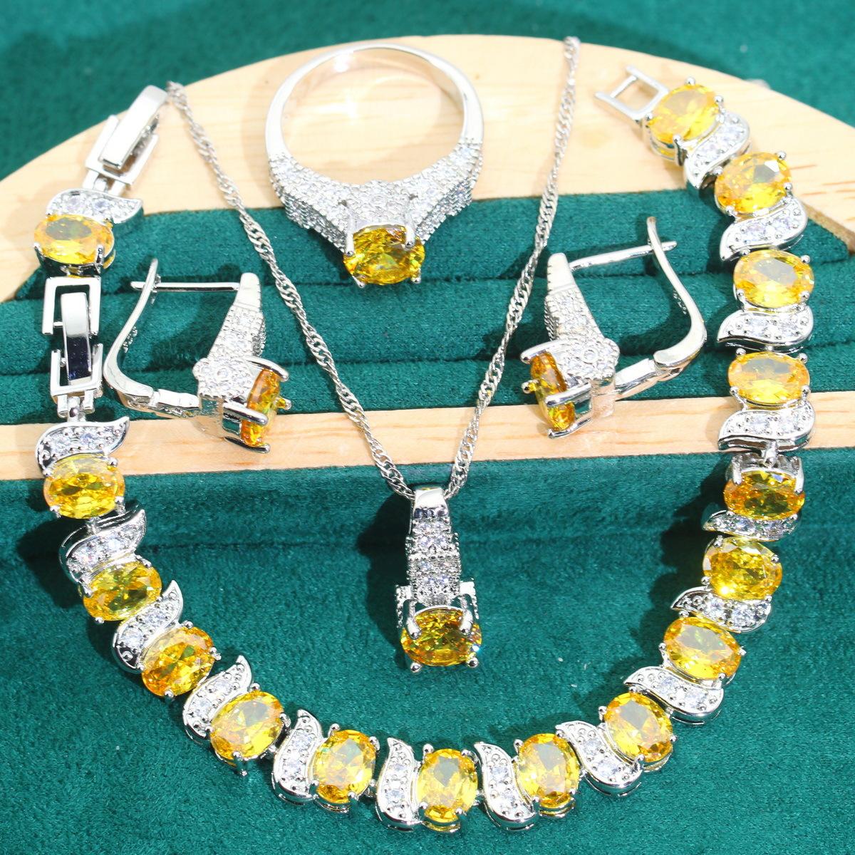 

Европа и Соединенные Штаты Изысканная популярная невеста Циркон ожерелье ожерелье браслет серьги кольцо 7 yards