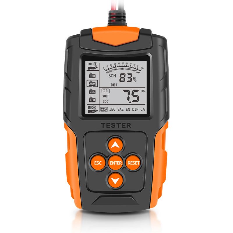 12V/24V Lithium Car & Motorcycle Battery Tester with CCA & Resistance Analyzer