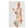 1920S Retro Dance Party Embroidered Tassel Dress Cocktail Party Plus Size Sequins Mesh Dress
