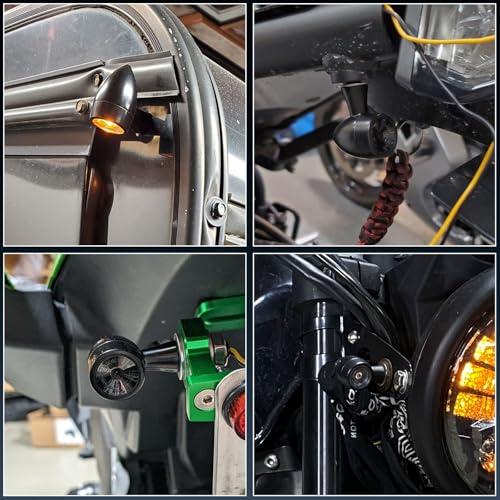 RACEAST Motorcycle LED Turn Signals, Round Bullet Shape, Compact, 12V, High Brightness, Waterproof, Mini, Retro Style, Miniature, M8, Universal Fit, E