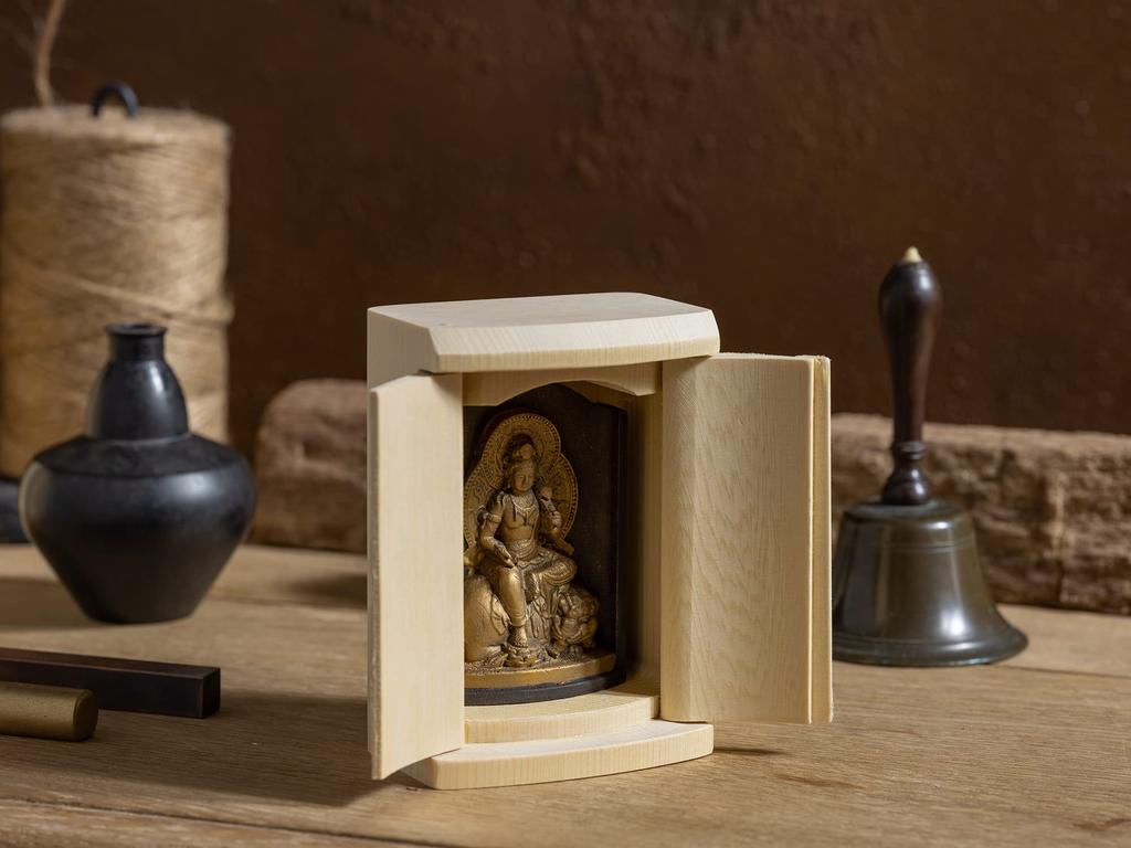 Zeku Fugen Bodhisattva Buddha-Statue in einem Schrein Gebet am Berg Koya Kongo Tierkreiszeichen-Talisman für diejenigen, die in den Jahren des Drachen und der Schlange geboren wurden (Gold