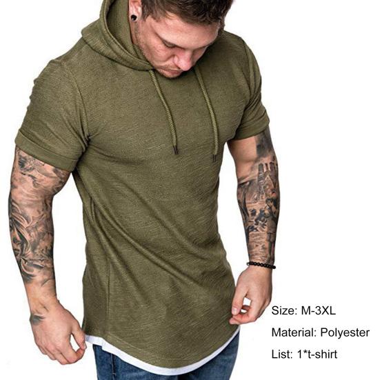 Men Shirt Hooded Short Sleeve Slim Design Male Casual Fashion Sports Shirt for Dating