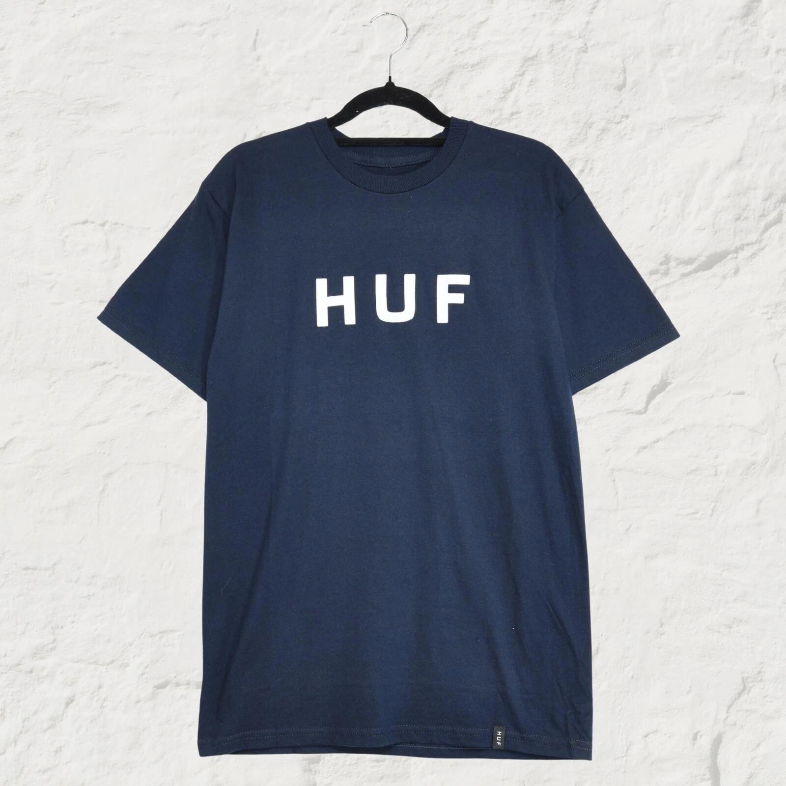 HUF OG Logo Tee Navy Minimal Skate Streetwear T-Shirt S M