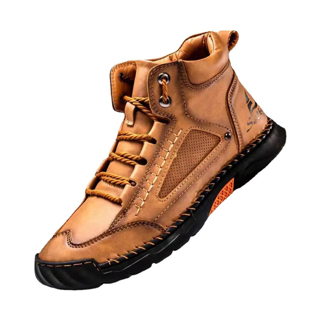 Men's Plus Size Martin Boots - Stylish High-Top Work Shoes for Autumn/Winter, Height-Boosting and Versatile for Outdoor Wear