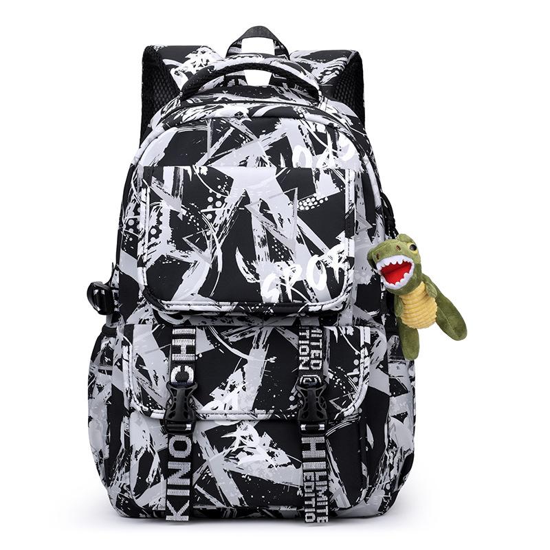 Schoolbag New Fashion Versatile Student Male Personality Simple Graffiti Letter Backpack Large Capacity High School Student Casual Backpack