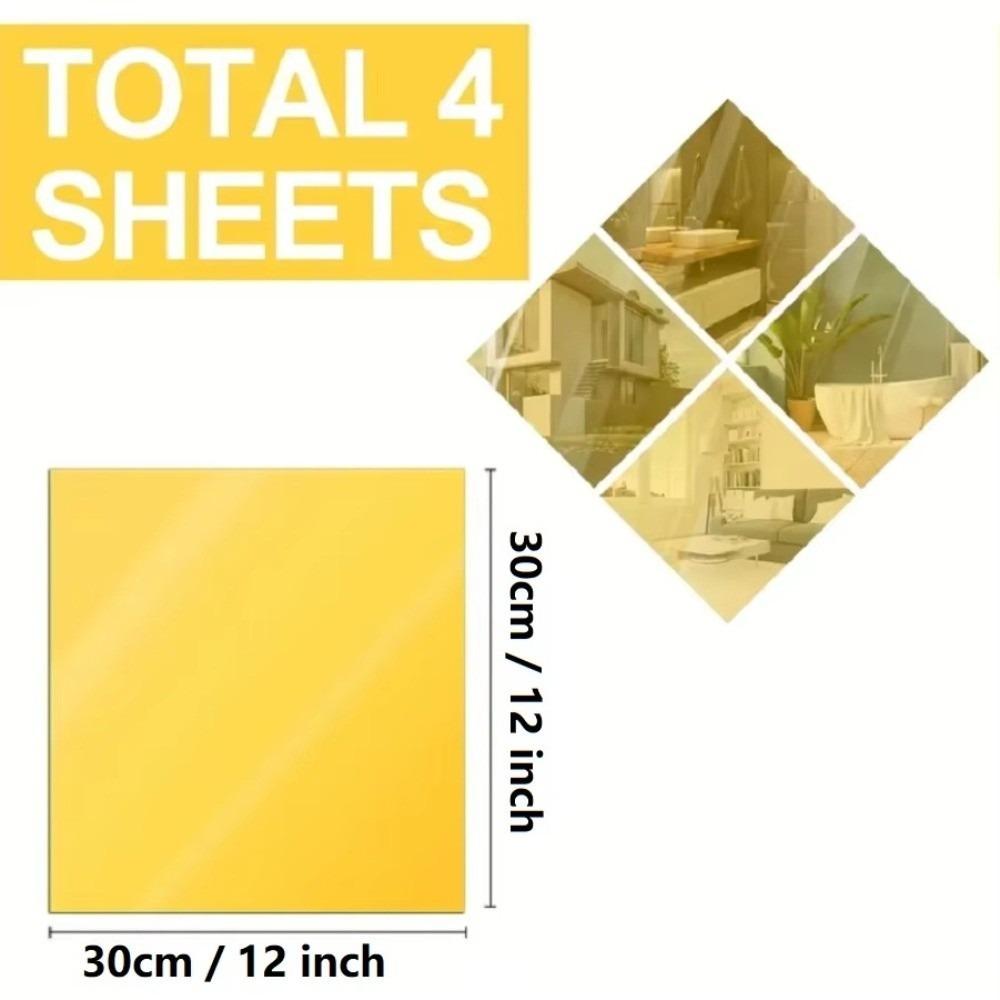 4pcs Thickened Acrylic Mirror Stickers 20/30cm DIY Art Stickers New 3D Mirror Stickers  Living Room