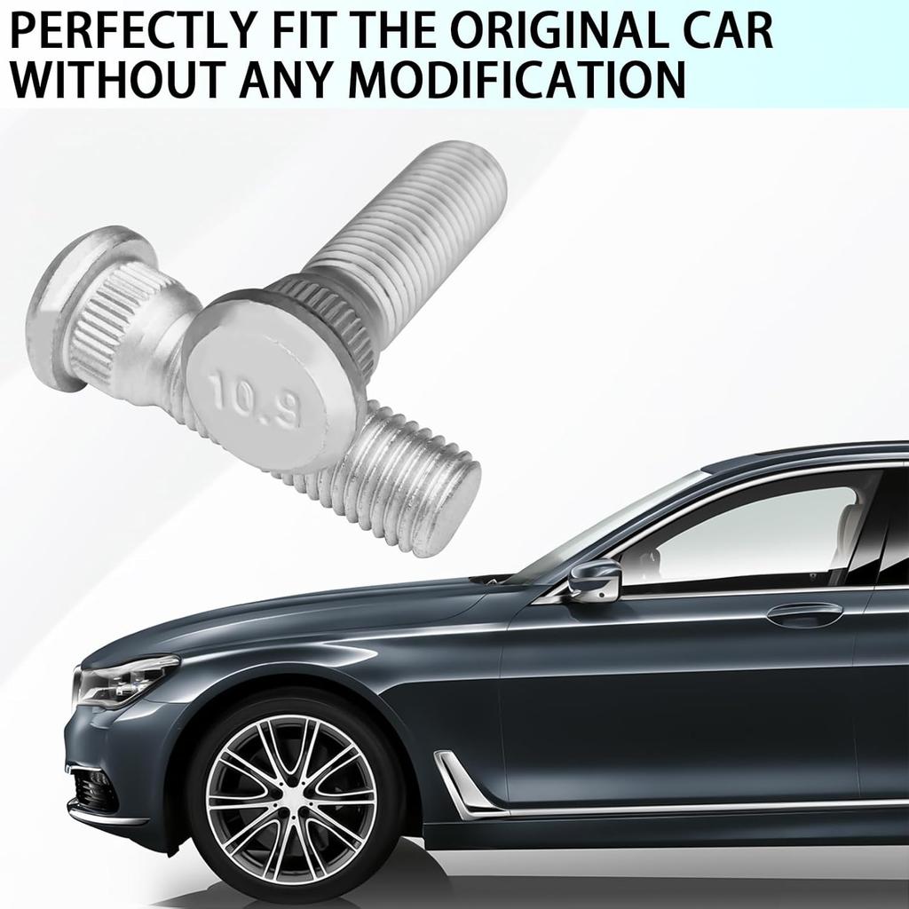 Msyuusr 5PCS Wheel Studs, Replacement Parts OEM#610-266 90942-02049, 49mm Long & M12x1.5 Steel Lug Bolts, Car Accessories Wheel Hub Screws Compatible