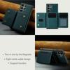 Phone Case Magnetic Detachable Wallet Card Holder Stand Cover Fit for Samsung Galaxy S23 Green S23 Ultra