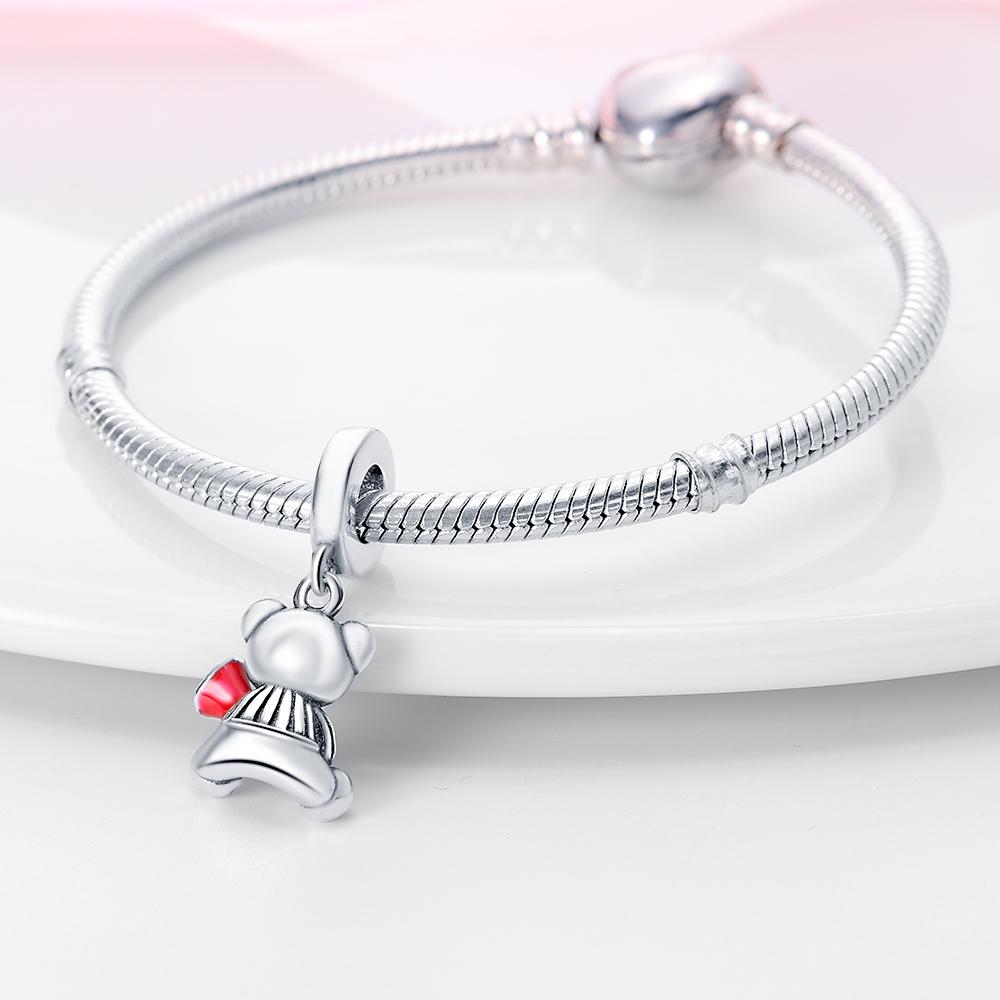 Charms Original Kupfer Tier Bär Blume Anhänger Perlen Passend für Armband DIY Feines Geschenk Damen Zartes Schmuckzubehör