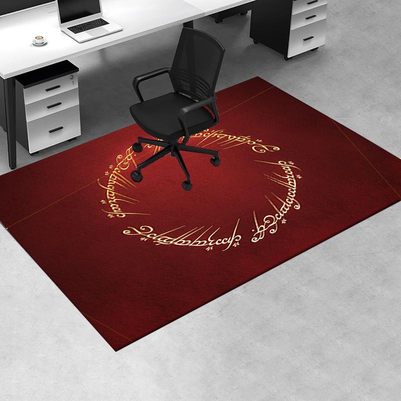 

Elven Script Circle on Red Background Wall Art Print Office Mat Home Decor Office Desk Chair Rugs Chair Carpet for office Chair Mat Gift For 60cm by 90cm