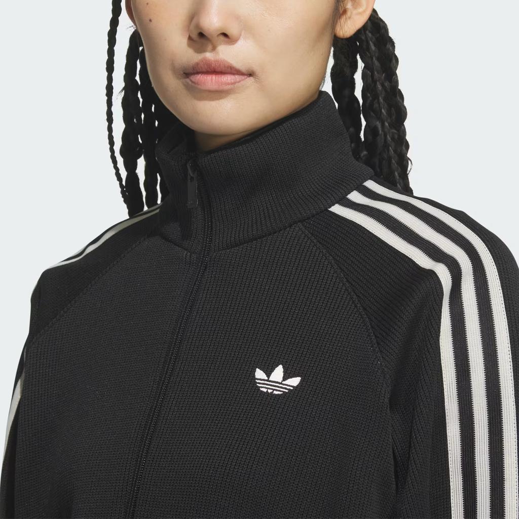 Adidas Originals Track Top Knit Balloon Zip Stand Collar Striped Loose Long Sleeve Jacket Women jackets KQ5488