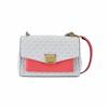 New MICHAEL KORS Lita Canvas Shoulder Bag, Crossbody Bag, Handbag Medium Women's White & Rose Red 35T0GXPL2B-604