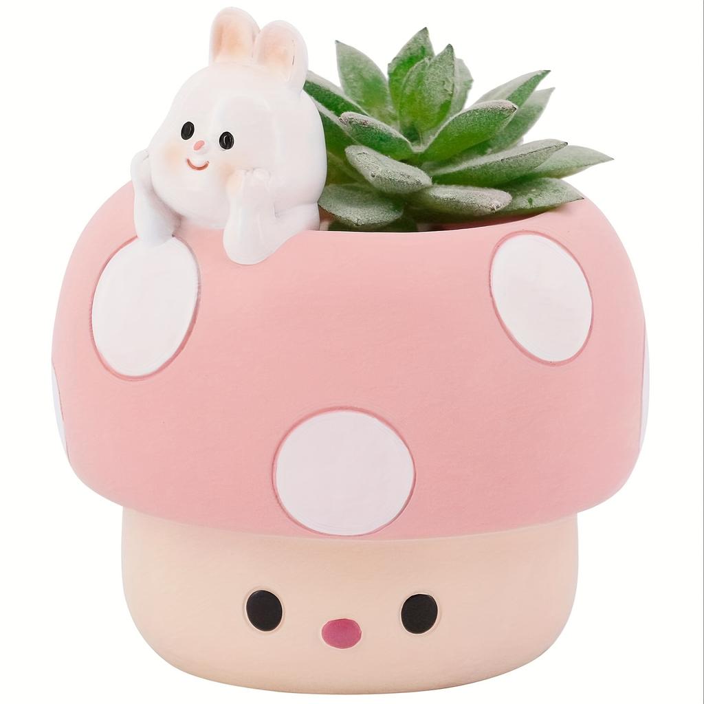 Polyresin Succulent Planters with Drainage Holes, Indoor Outdoor Small Plant Pots for Garden Decor & Gardening Gifts