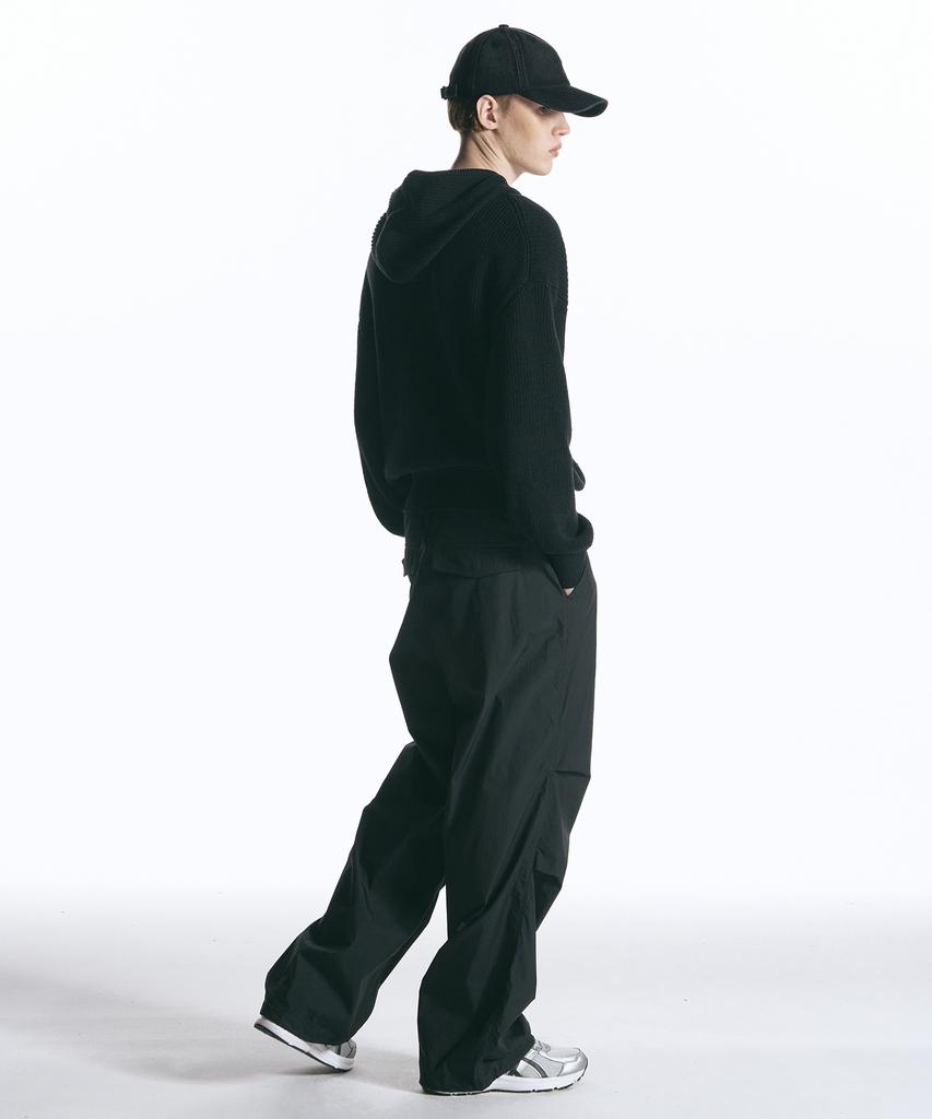 INSILENCE Linen Cotton Knit Hoodie Black
