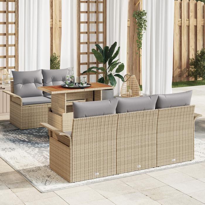 VidaXL Canapé de Jardin de 6 Pièces avec Coussins Beige en Rotin Poly 3349272