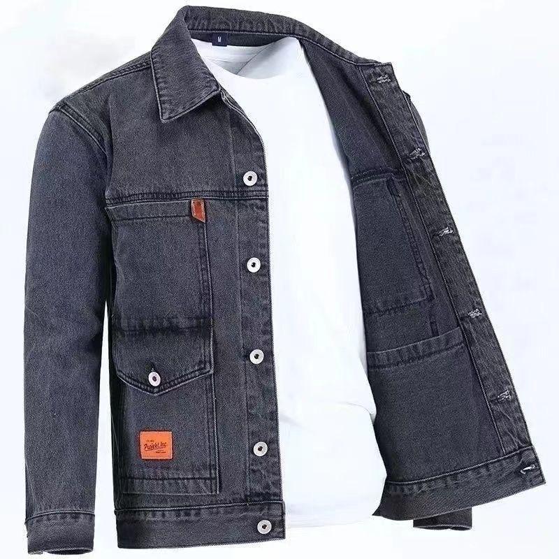 Spring and Autumn Fashion Trend Solid Color Denim Jacket Men's Casual Loose Comfortable Large Size High Quality Coat
