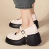 Light Man Home Mary Jane Women's Shoes New One-word Belt Platform Heel High Heels Leather British Style Small Leather Shoes