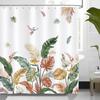 Tropical Leaves Hummingbirds Shower Curtain Green Palm Leaf Flowers Plants Bird Bathroom Decor Fabric Bath Curtains with Hooks