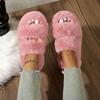 Fashion Fashion Solid Color Women Winter House Furry Slippers Women Fluffy Fur Home Slides Flat Indoor Floor Shoes Ladies Slides Women