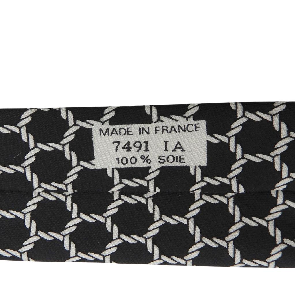 Excellent HERMES tie Rope Pattern black silk mens 7491 IA Used
