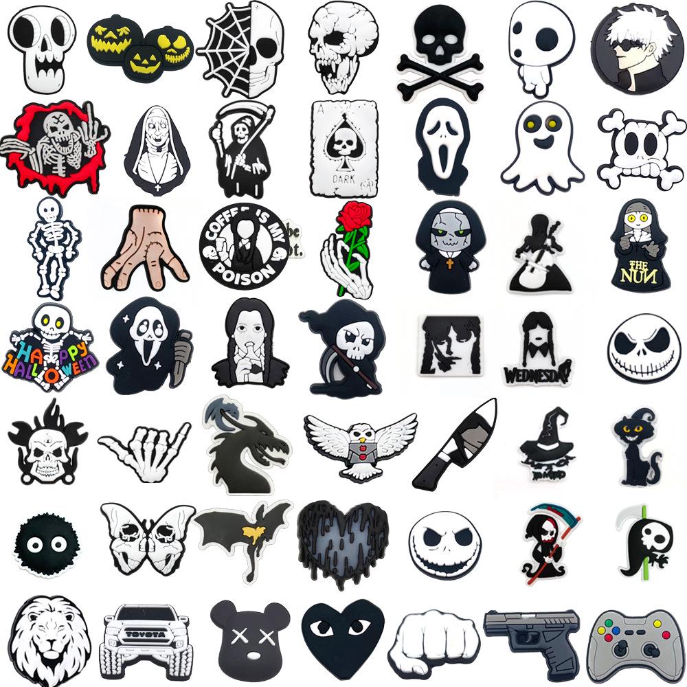 Black & White Halloween Punk Metal Rock Croc Shoe Charms