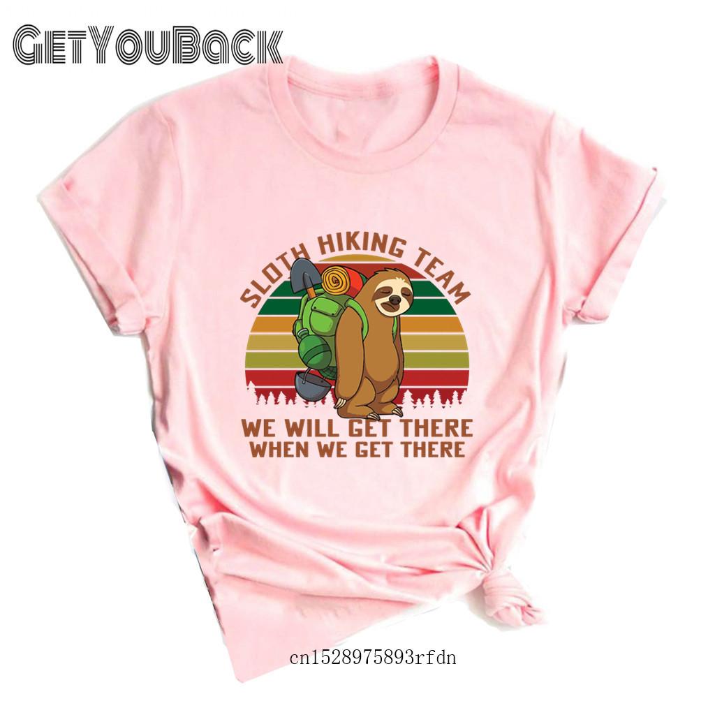 Sloth Hiking Team Funny Women Tricou Fata Harajuku anii 90 AnimalTops Tee Haine pentru femei, Drop Ship