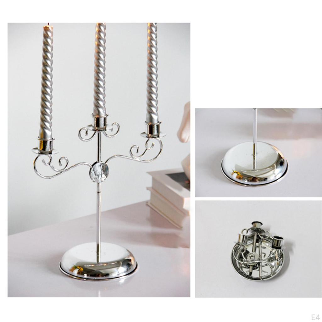 3 Arms Candle Holder Metal Pillar Candlesticks Wedding Event Candelabra