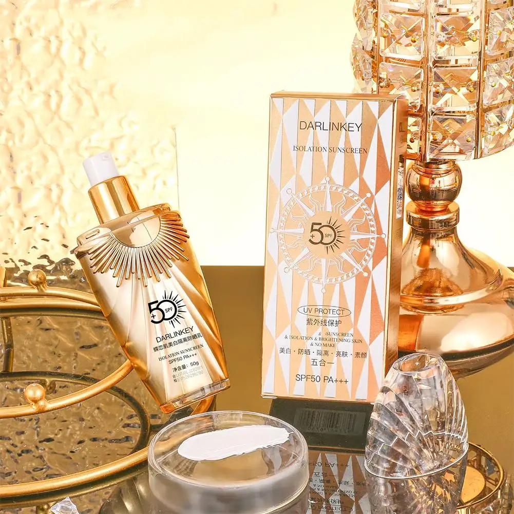 Protetor Solar Clareador Cuidado Facial Loção Controle de Oleosidade Protetor Solar SPF50+++ Hidratante Corretivo Facial CC Cream Base Maquiagem Skincare 50g