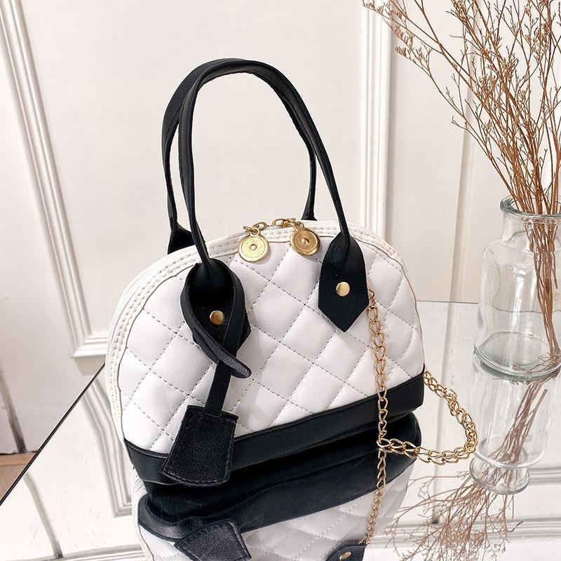 Chain Simple Small Bag Autumn and Winter New Fashion Diamond Shell Bag Contrasting Color Women's Handbag Shoulder Bag