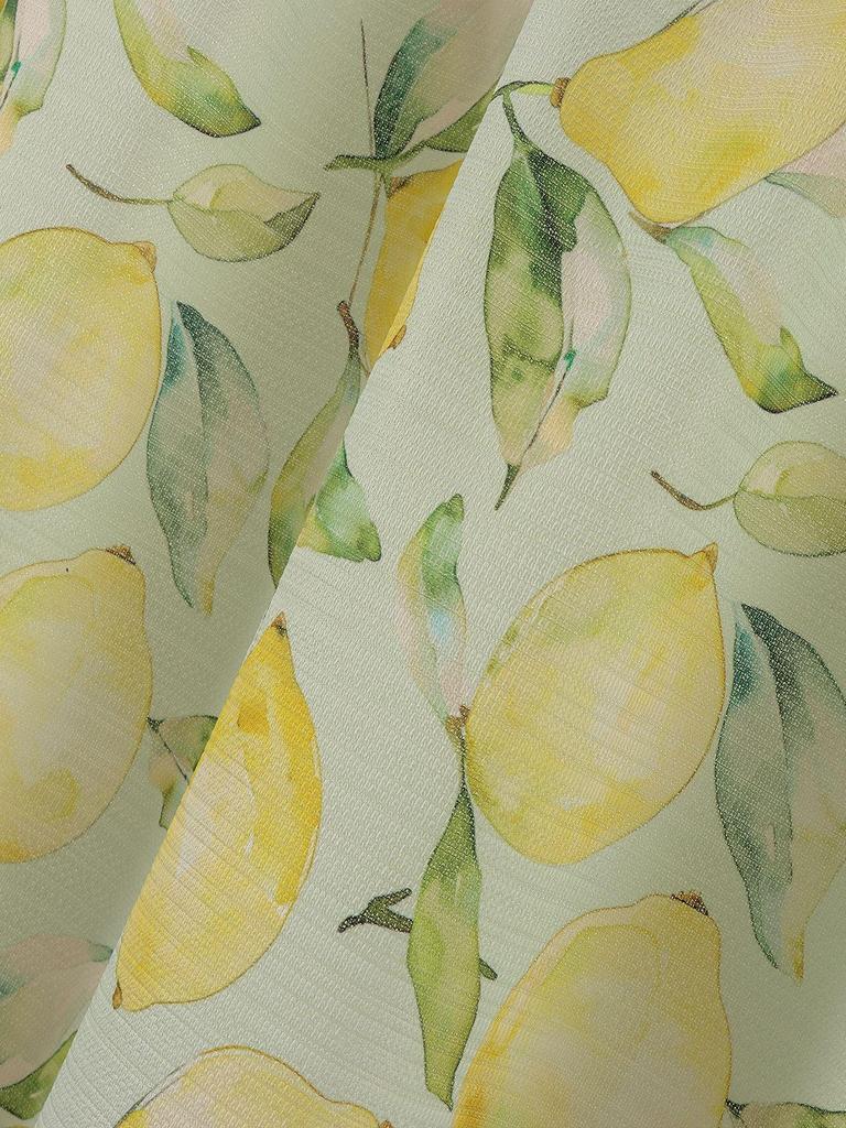 Lemon Print No-Punch Fresh Linen Door Partition Curtain for Bedroom & Kitchen