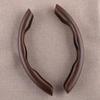 2pcs Brown Wood Grain Style ABS Plastic Universal Car 37-38cm Steering Wheel Booster Non-Slip Wear-resistant Anti-scratch Cover