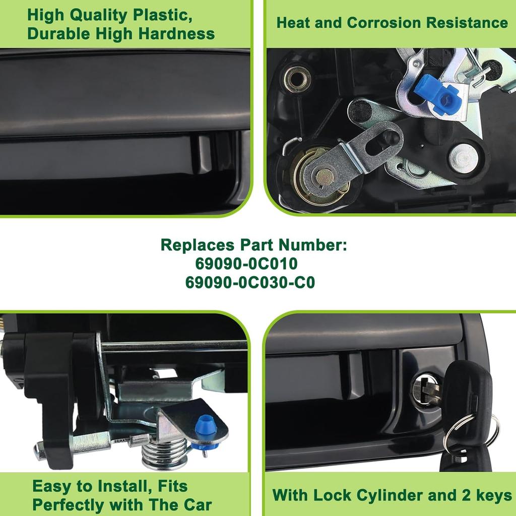 Tailgate Handle Liftgate Latch Handle With Key Lock Cylinder Smooth Black Compatible With 2000-2006 Toyota Tundra Replaces 69090-0C010 69090-0C030-C0