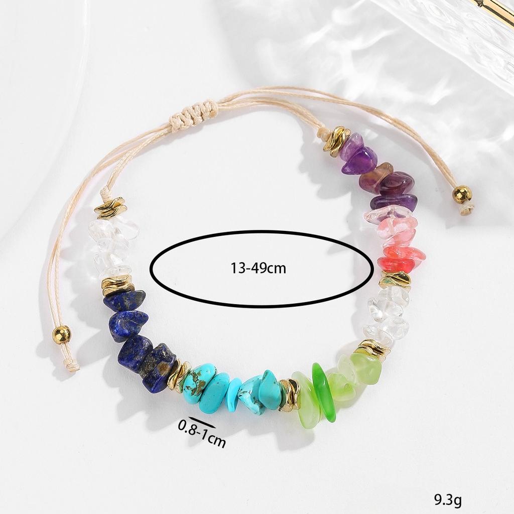 Natural Crystal Bracelet, Dopamine, Casual, Crushed Stone, Woven Bracelet, Adjustable, Jewelry, Accessories