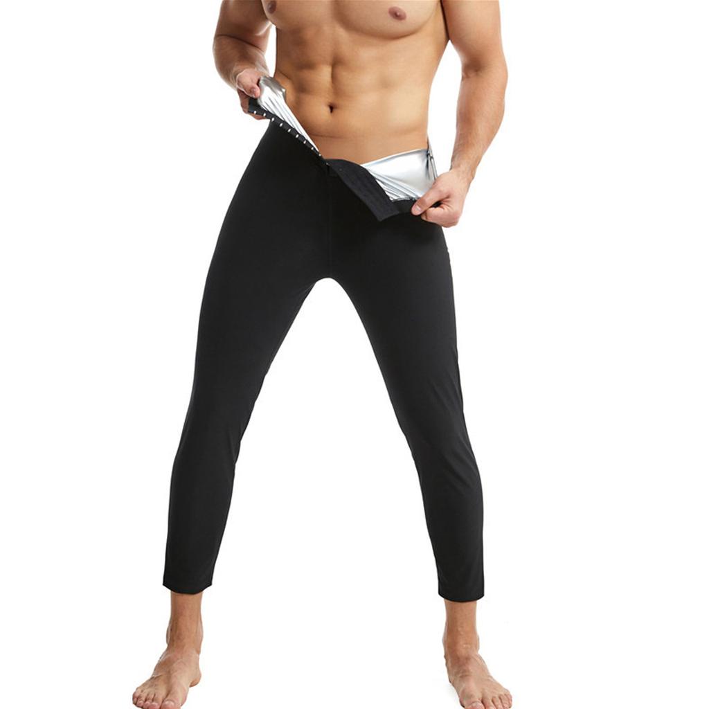 Men's High Waist Sauna Sweat Leggings Compression Pants with Waist Trainer Slimming Fitness Body Shaper Leggings