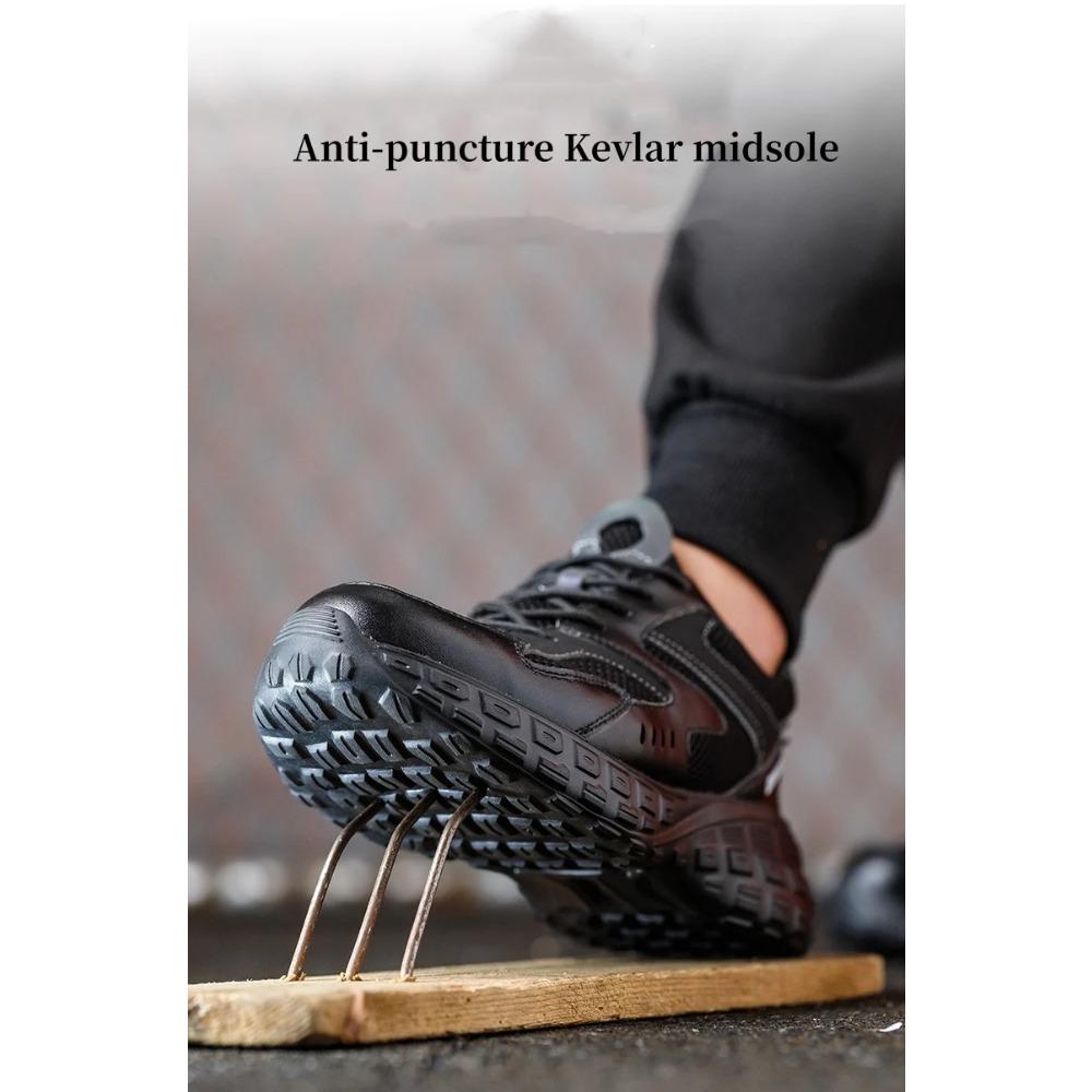 Sicherheitsschuhe für Herren, Anti-Smash- und Pannenschutz, Arbeits-Sneaker mit Stahlkappe, leicht, bequem, Schutzstiefel