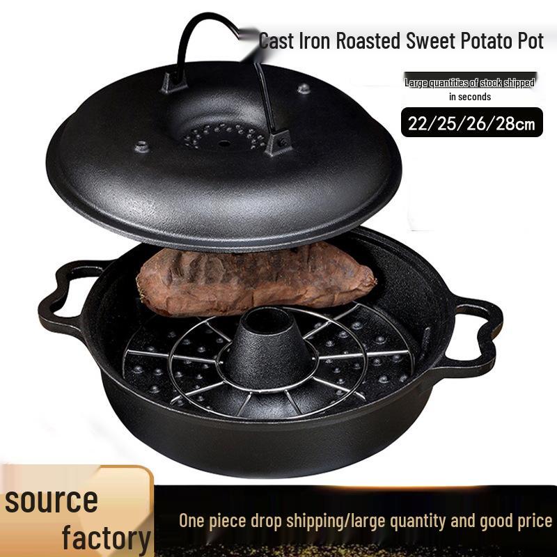 Thickened Cast Iron Sweet Potato Roasting Pot - Household Barbecue and Corn Machine
