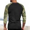 Men's top with three-quarter sleeves and camouflage print