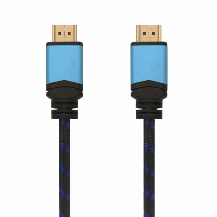 HDMI Cable - AISENS - 3 Meters - V2.0 - HDMI Type A Connectors - Multiple Shielding - Nylon Coating - Black/Blue