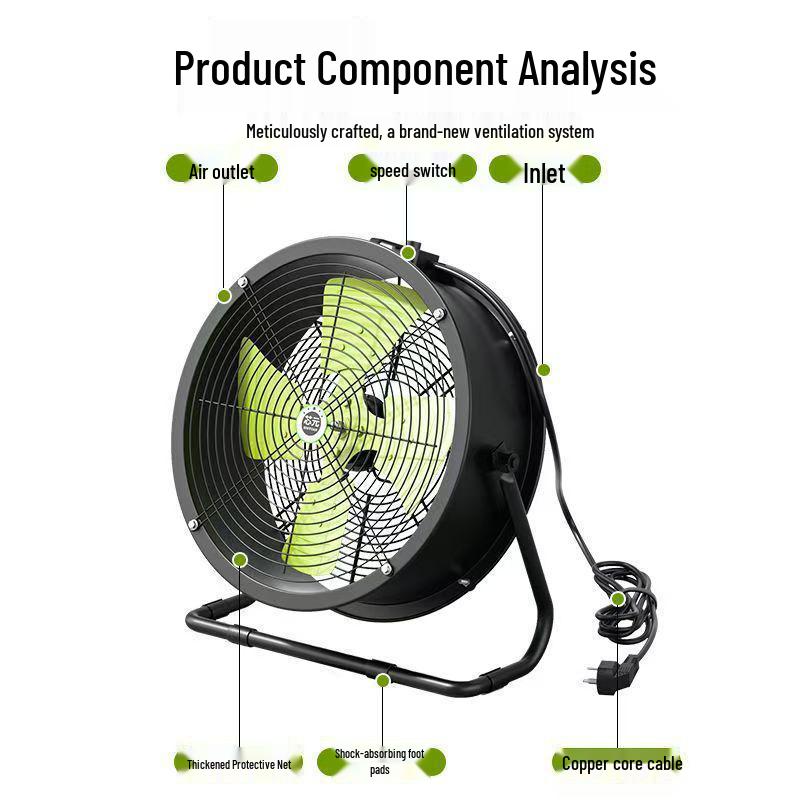 220V High-Power Axial Flow Fan with Stepless Speed Control - Large Air Volume Industrial Exhaust Duct Fan