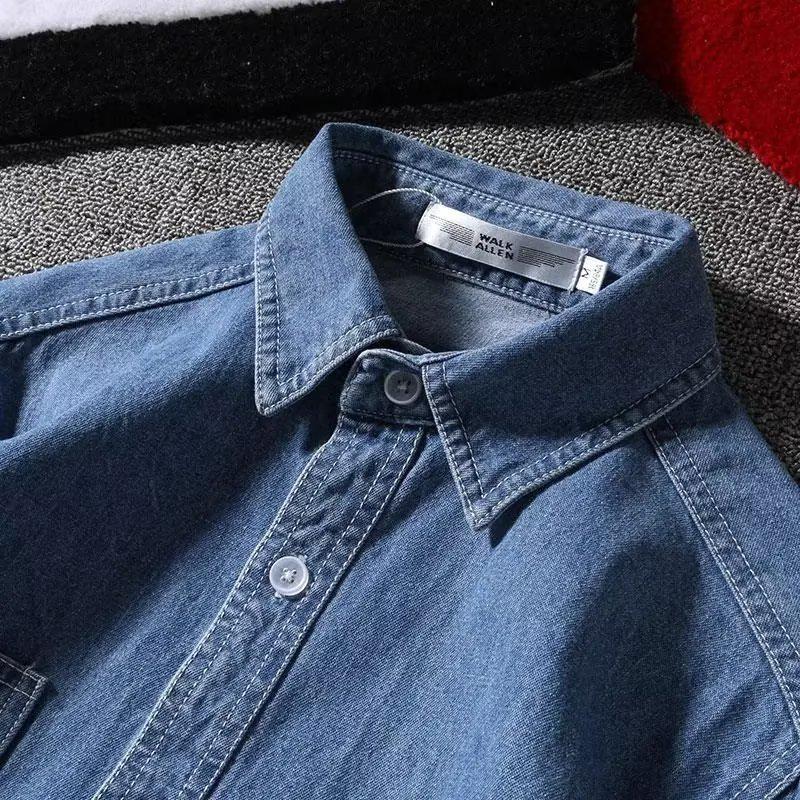 2023 Men's Wear-Resistant Thin Denim Work Shirt - Fashionable Long Sleeve Autumn Jacket